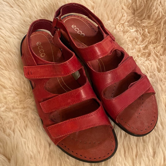 Ecco Shoes Ecco Babett Womens Brick Red Leather Strap Womens